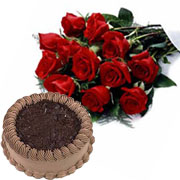 Plain Chocolate Cake & Roses